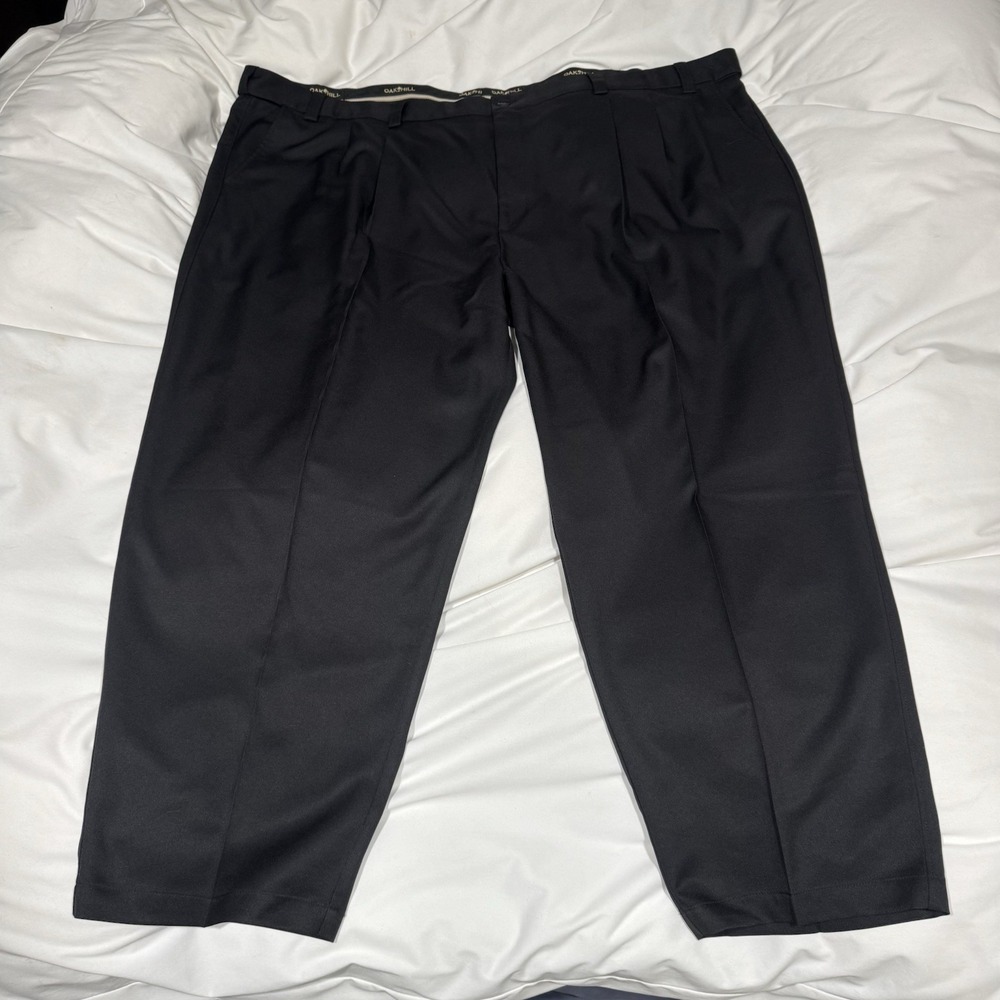 Oak Hill Dress Pants Mens 60x32 Black Pleated Big & Tall 100% Polyester